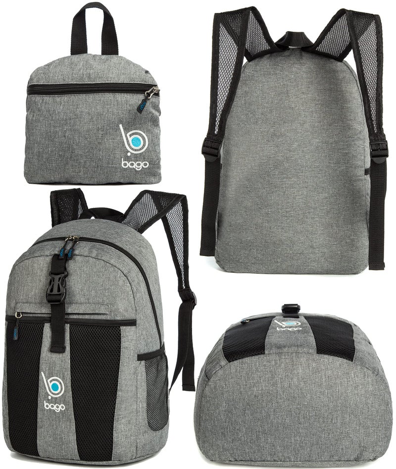 Bago Lightweight Small Hiking Backpack for Women and Men - 25L Travel Day Pack - Foldable Hiking Daypack Ultralight for Camping Outdoor Sports - Day Bag Packable Backpack for Travel (SnowGray) - Image 3